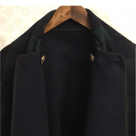 Pitlochry Wool Reversible Walking Poncho Made in Great Britain Navy Green Plaid - Picture 11 of 14